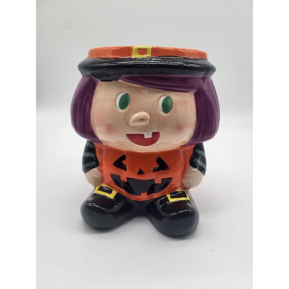 Publix Supermarket Halloween Witch Cauldron Candy Bowl Planter Ceramic Decor - Picture 1 of 12